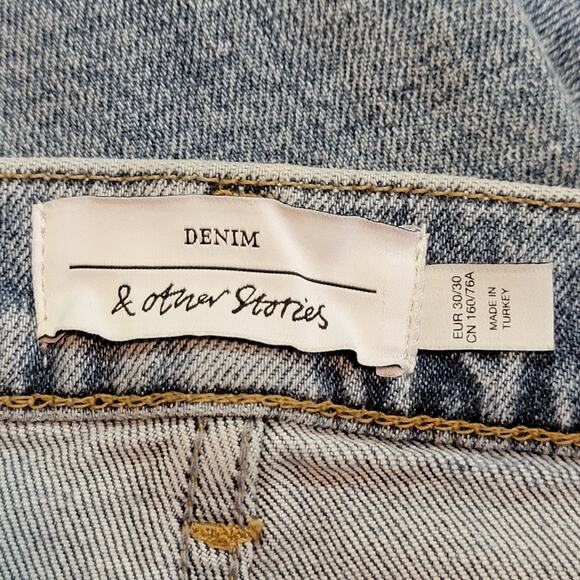 & Other Stories Favorite Cut Straight Leg Jeans Slim Cut High Rise Blue Denim 30 - Picture 11 of 15